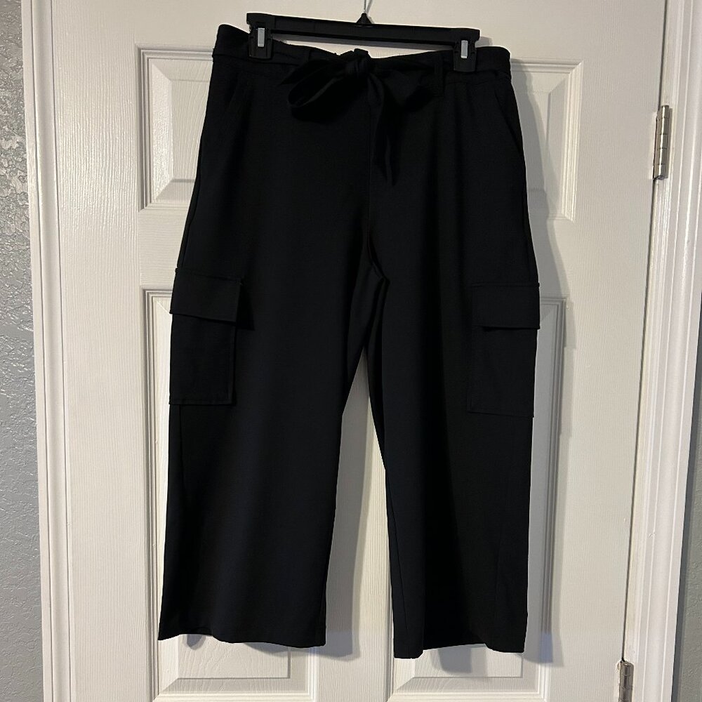 Rachel Zoe, Black Wide-Leg Cropped, Black Pants